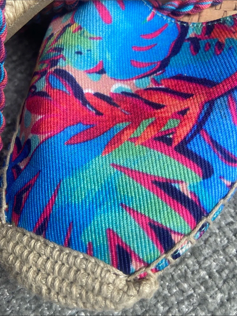Sam Edelman Circus Bright Teal & Pink Braided Espadrille Wedges 8